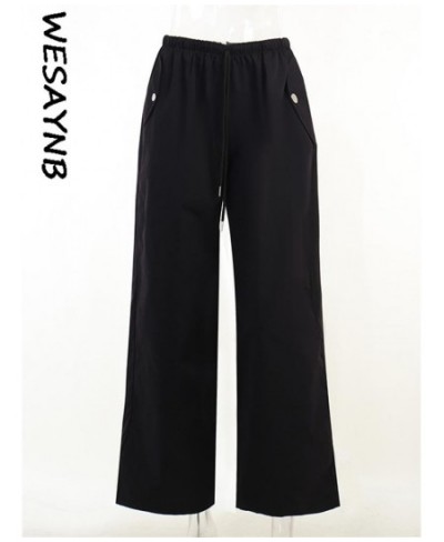 Streetwear Baggy Pants For Women 2022 Drawstring High Waist Pockets Parachute Pants Ladies Black Yellow Trousers $46.41 - Pan...