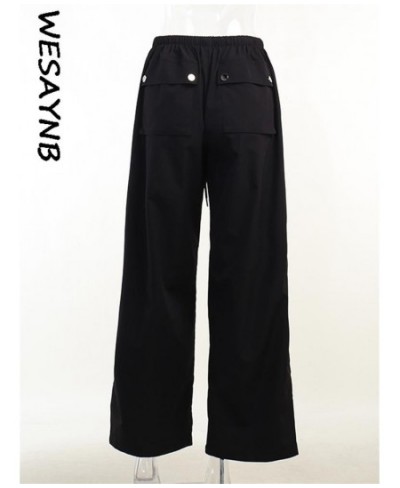 Streetwear Baggy Pants For Women 2022 Drawstring High Waist Pockets Parachute Pants Ladies Black Yellow Trousers $46.41 - Pan...