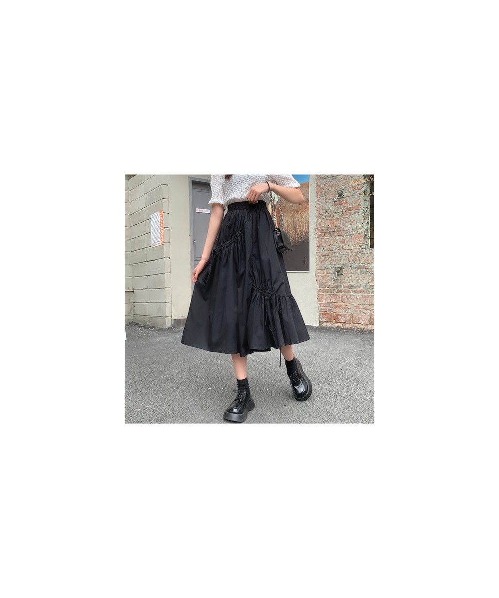 Woman Skirts Temperament Drawstring Irregular Skirt Female Summer New Style Korean Style High Waist Slim Mid-length Skirt $37...