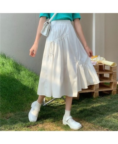 Woman Skirts Temperament Drawstring Irregular Skirt Female Summer New Style Korean Style High Waist Slim Mid-length Skirt $37...