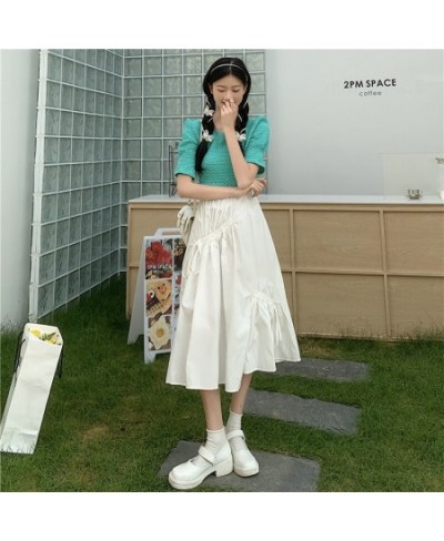 Woman Skirts Temperament Drawstring Irregular Skirt Female Summer New Style Korean Style High Waist Slim Mid-length Skirt $37...