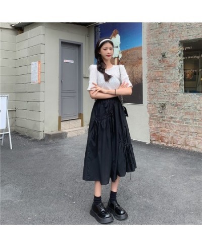 Woman Skirts Temperament Drawstring Irregular Skirt Female Summer New Style Korean Style High Waist Slim Mid-length Skirt $37...