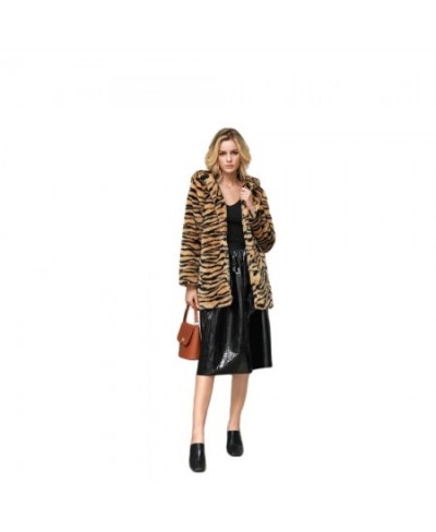 Tiger Print Faux Fur Coat Women 4xl Leopard Fur Jacket Long Sleeve Pockets Hooded Long Winter Fur Coat Fashion Fur Outwear $8...