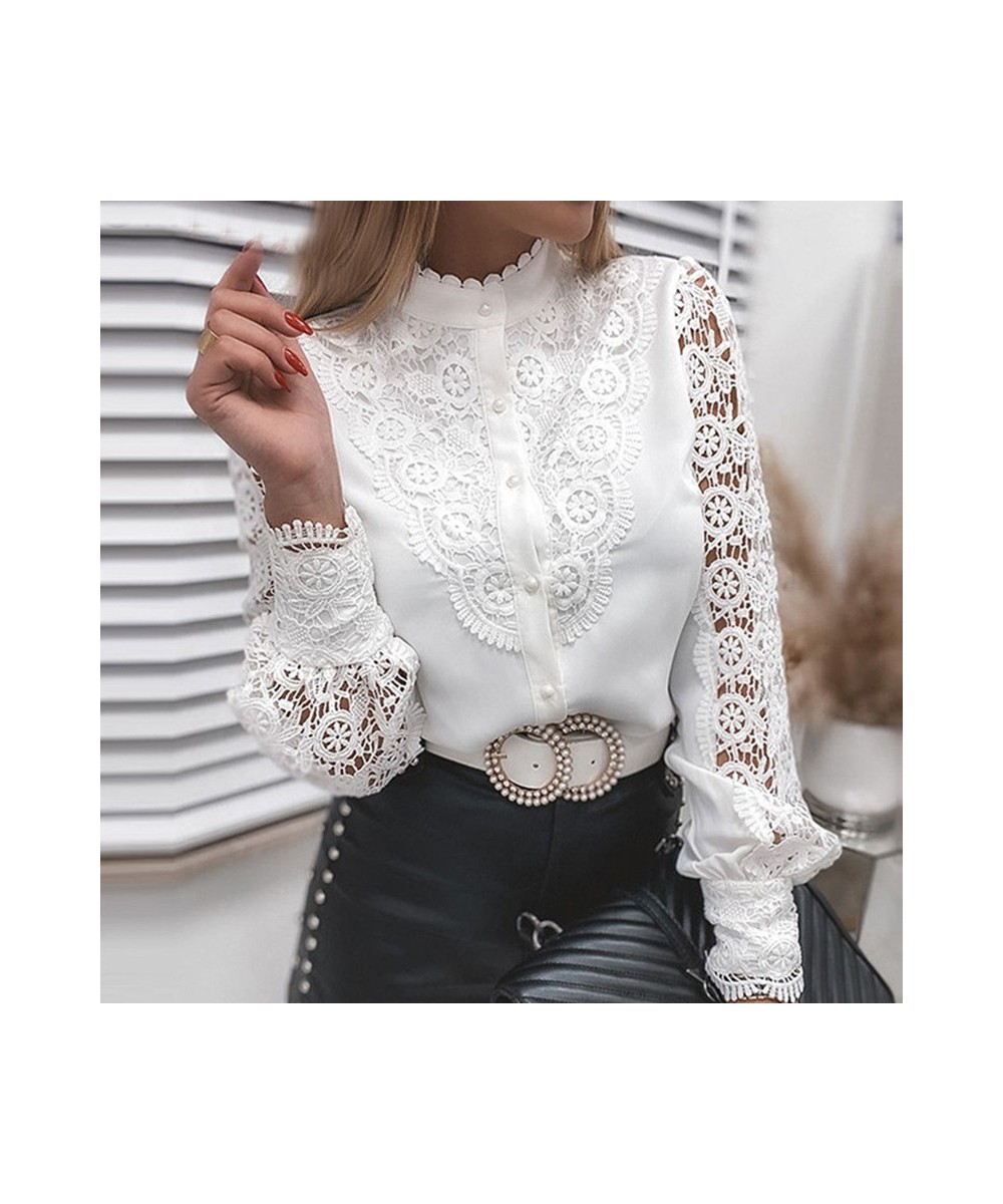 Long Sleeve Tops Button Mesh Crochet Lace Blouse Women Style Material Decoration Origin Gender Season Age Pattern Type Collar...