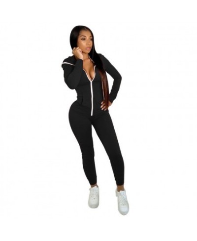 Women Solid Sporty Jumpsuit Ladies Full Length Overalls Fall Style Sexy One Piece Bodysuit Rompers $37.05 - Jumpsuits