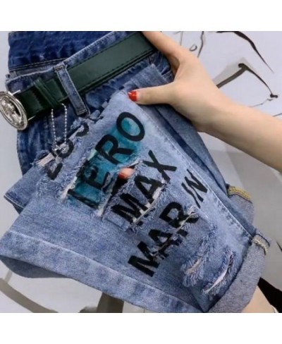 2023 Spring Summer Korean Fashion Women Hole Design Loose Jeans All-matched Casual Letter Print Cotton Denim Harem Pants C706...