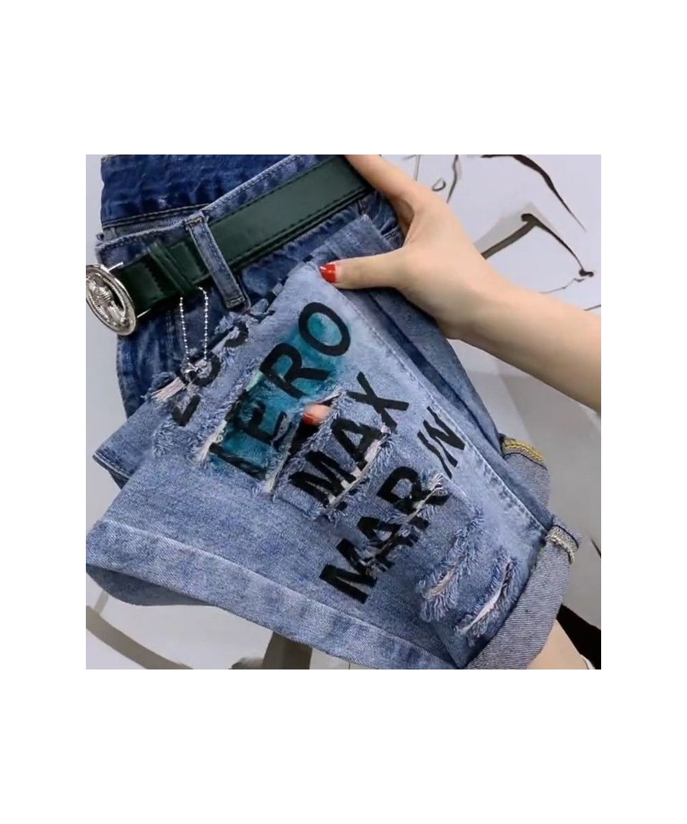 2023 Spring Summer Korean Fashion Women Hole Design Loose Jeans All-matched Casual Letter Print Cotton Denim Harem Pants C706...