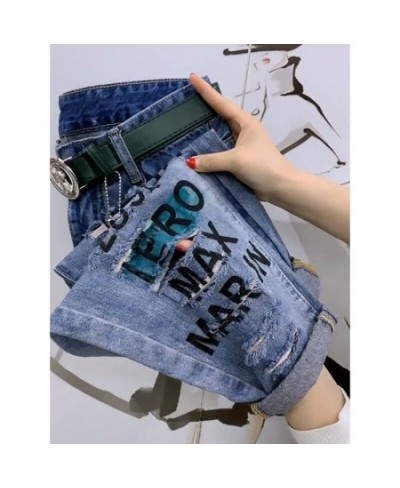 2023 Spring Summer Korean Fashion Women Hole Design Loose Jeans All-matched Casual Letter Print Cotton Denim Harem Pants C706...