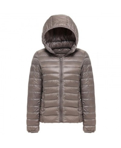 Autumn Winter Women Ultralight Thin Down Jacket 90% White Duck Down Hooded Jackets Warm Coat Parka Female Portable Outwear $3...