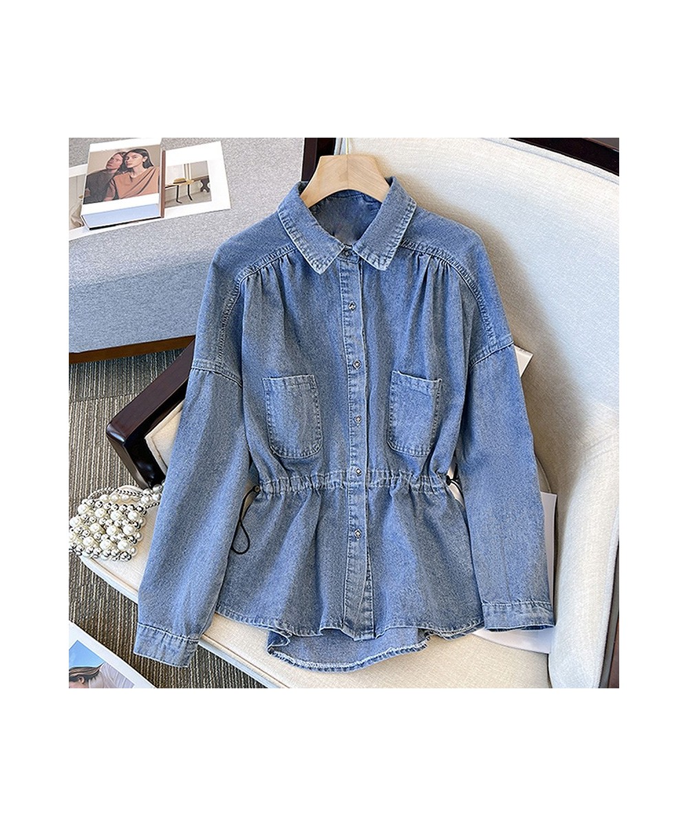 New 2023 Spring Autumn Vintage Women's Blouses Casual Fashion Denim Shirts Korean Style Long sleeve Lady Tops $51.73 - Tops &...