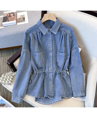 New 2023 Spring Autumn Vintage Women's Blouses Casual Fashion Denim Shirts Korean Style Long sleeve Lady Tops $51.73 - Tops &...