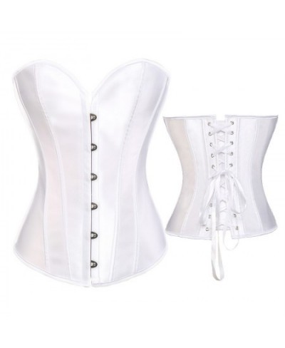 Bustiers & Corsets Gothic Steampunk Corset Lace Up Boned Overbust Bustier Tops Waist Trainer Corselet Satin Strapless Corsage...