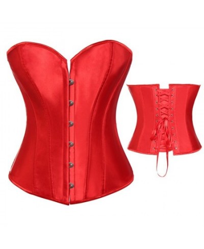 Bustiers & Corsets Gothic Steampunk Corset Lace Up Boned Overbust Bustier Tops Waist Trainer Corselet Satin Strapless Corsage...