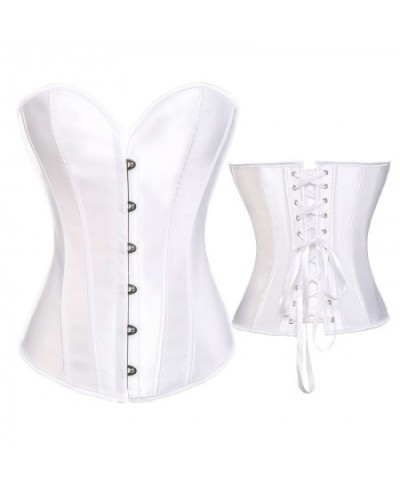 Bustiers & Corsets Gothic Steampunk Corset Lace Up Boned Overbust Bustier Tops Waist Trainer Corselet Satin Strapless Corsage...