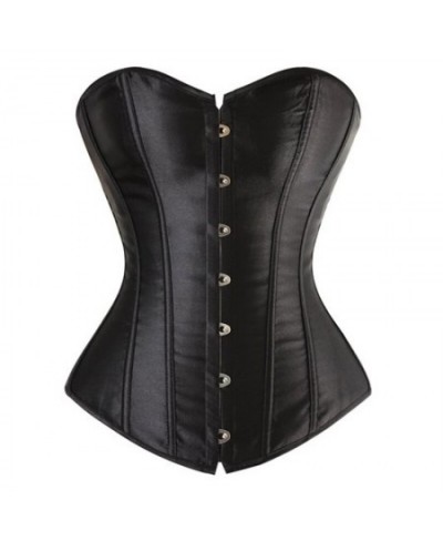 Bustiers & Corsets Gothic Steampunk Corset Lace Up Boned Overbust Bustier Tops Waist Trainer Corselet Satin Strapless Corsage...