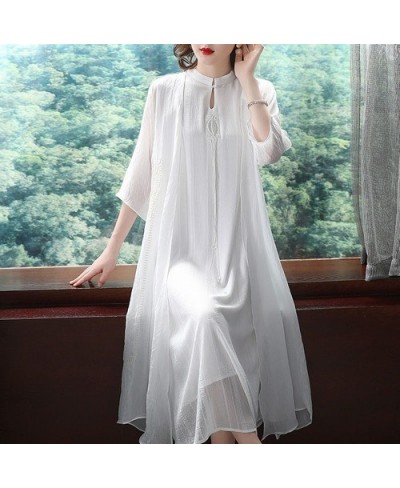 New Summer 2 Pcs Women Set Dress Improved Chinese Hanfu Long Sleeve Thin Cloth+ the sleveeless Elegent Loose Dress $39.50 - D...