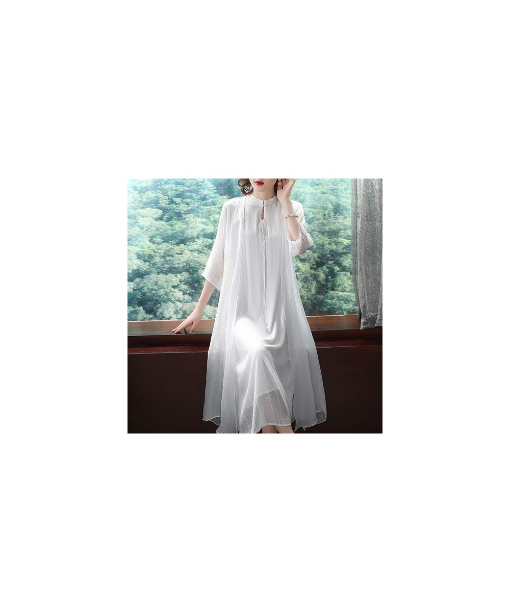 New Summer 2 Pcs Women Set Dress Improved Chinese Hanfu Long Sleeve Thin Cloth+ the sleveeless Elegent Loose Dress $39.50 - D...