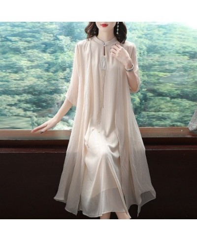 New Summer 2 Pcs Women Set Dress Improved Chinese Hanfu Long Sleeve Thin Cloth+ the sleveeless Elegent Loose Dress $39.50 - D...