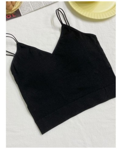 Plain Strapy Camis Knitted Tops For Women 2022 Tops Women Cotton Strapy Basic Camis Cute Casual Tops $16.78 - Tops & Tees