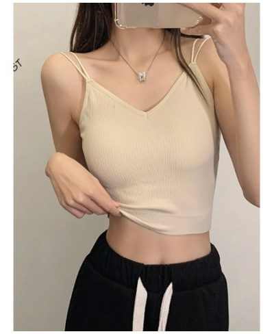 Plain Strapy Camis Knitted Tops For Women 2022 Tops Women Cotton Strapy Basic Camis Cute Casual Tops $16.78 - Tops & Tees