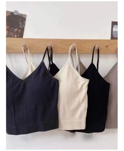 Plain Strapy Camis Knitted Tops For Women 2022 Tops Women Cotton Strapy Basic Camis Cute Casual Tops $16.78 - Tops & Tees