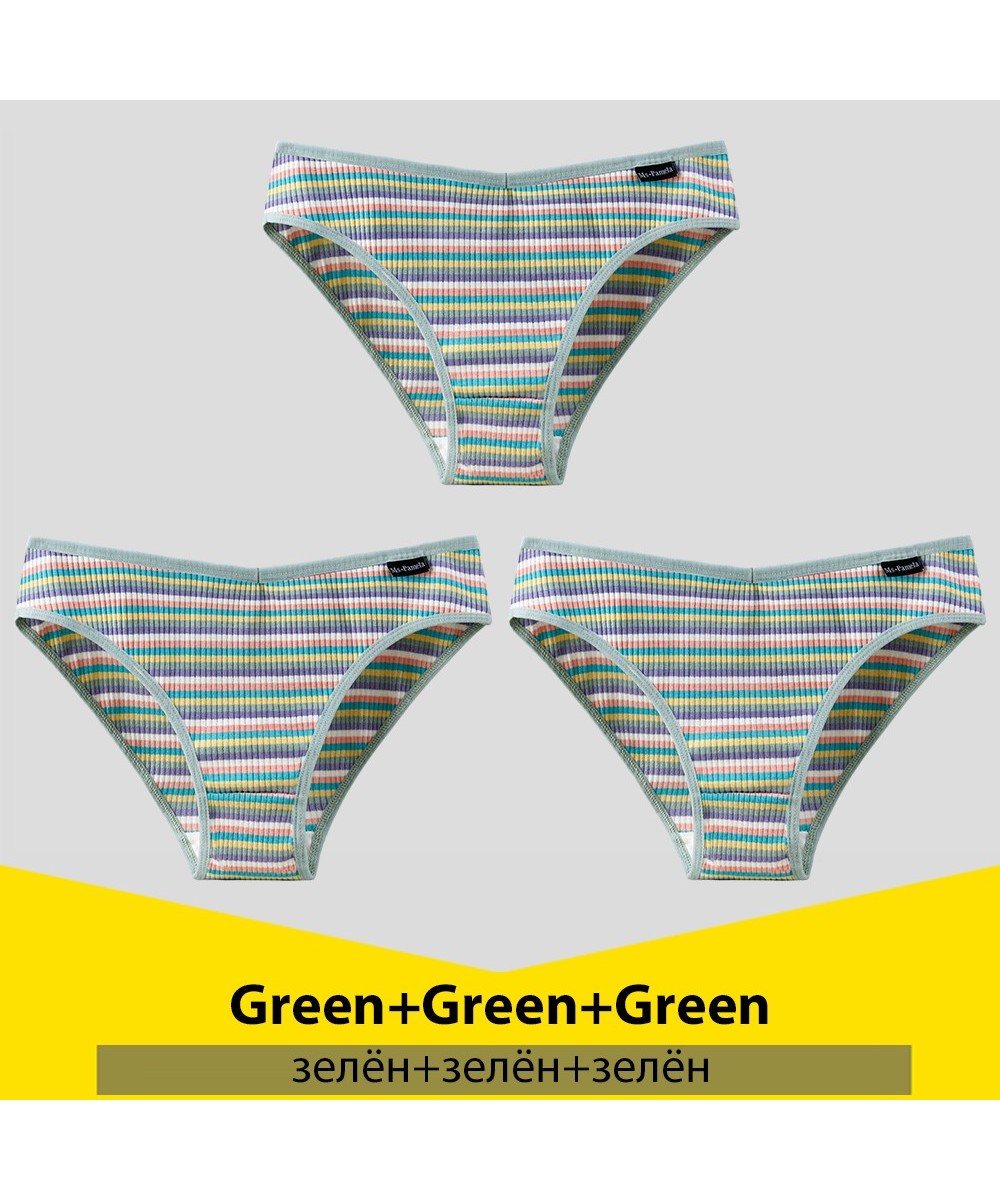 3PCS Cotton Panties Female Underpants Sexy Panties for Women Briefs Underwear Plus Size Pantys Colorful Striped Lingerie Brie...