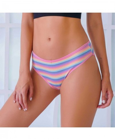 3PCS Cotton Panties Female Underpants Sexy Panties for Women Briefs Underwear Plus Size Pantys Colorful Striped Lingerie Brie...