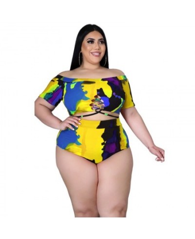 Plus Size Women Clothing Two Piece Set 4xl 5xl Sexy Dew Shoulder Hollow Out Bathing Suit Summer Clothes Wholesale $38.17 - Pl...