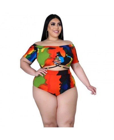 Plus Size Women Clothing Two Piece Set 4xl 5xl Sexy Dew Shoulder Hollow Out Bathing Suit Summer Clothes Wholesale $38.17 - Pl...