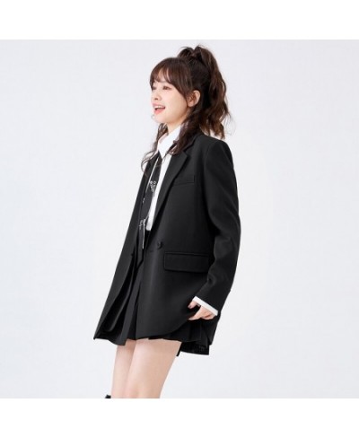 Suit Jacket Women Loose Design Sense Spring 2022 New Black Casual Suit Chic Small Trendy $83.68 - Suits & Sets