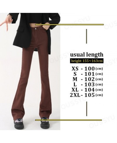 2023 New Winter Fleece Warm Flared Jeans Women Lengthen Brown Skinny Pants Streetwear Vintage Flocking Lengthen Trousers Fema...