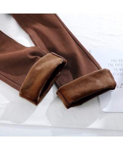 2023 New Winter Fleece Warm Flared Jeans Women Lengthen Brown Skinny Pants Streetwear Vintage Flocking Lengthen Trousers Fema...