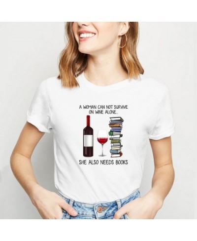 Harajuku Fashion Women’s T-shirt A woman cannot survive on alcohol alone she also needs a book-print graphic T-shirt $18.60 -...