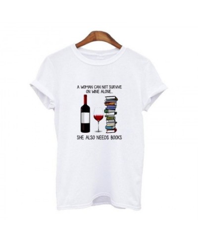 Harajuku Fashion Women’s T-shirt A woman cannot survive on alcohol alone she also needs a book-print graphic T-shirt $18.60 -...