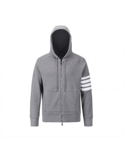 Hoodies Spring Autumn Luxury Brand Sweatshirts Classic Gray Waffle Cotton 4-Bar Stripe Korean Design Style Sport Jackets $97....