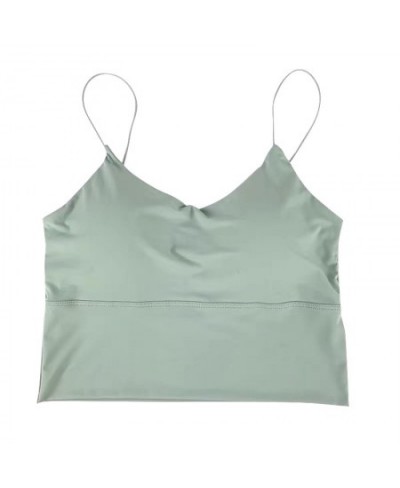 Sexy Crop Tops Women Ice Silk Tank Top Girl Summer Seamless Backless Vest Tube Top Underwear Padded Bra Bralette Camisole $15...