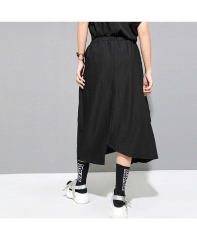 High waist black pleated irregular midi skirts womens fashion tide new summer 2023 clothes elastic waist elegant women skirt ...