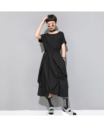 High waist black pleated irregular midi skirts womens fashion tide new summer 2023 clothes elastic waist elegant women skirt ...