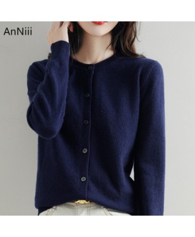 O-neck Long Full Sleeve Solid Knitted Sweater Women Cardigan Korean Style Sweaters 2023 Cardigans Ladies Top Female Cárdigans...