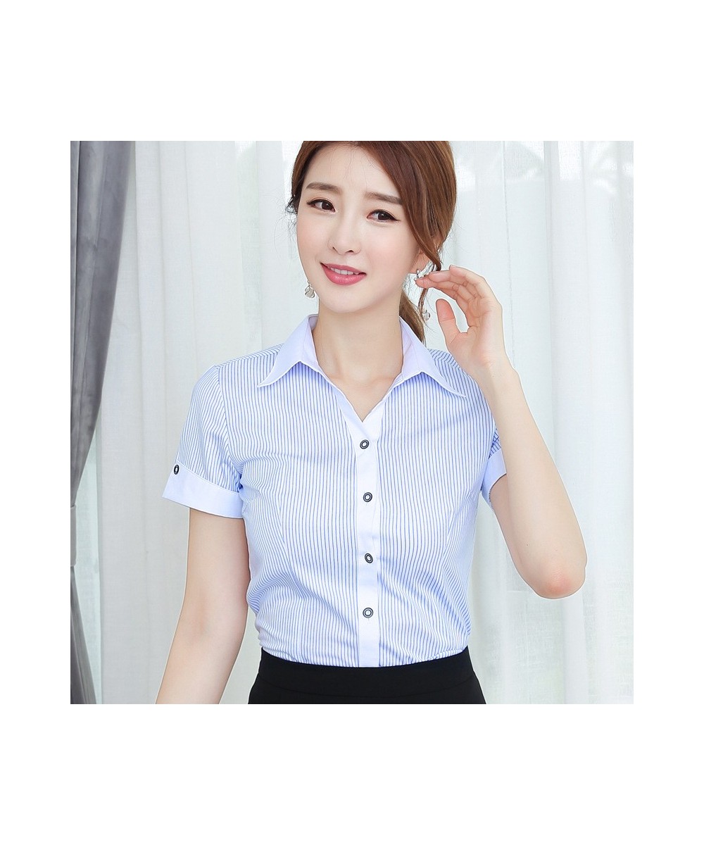 Summer Chiffon Women Shirts Turn-down Collar Blouse Short Sleeve Office Lady Button Up Shirt Loose Pink Ladies Tops $28.73 - ...