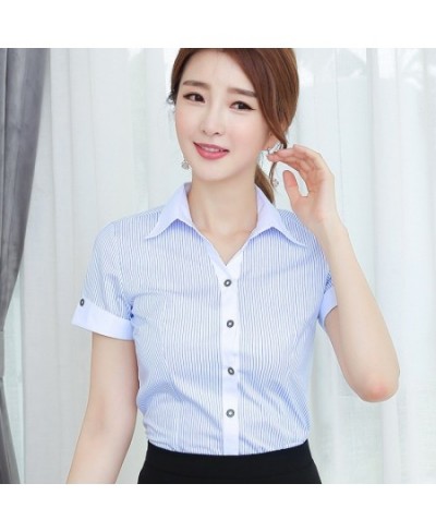 Summer Chiffon Women Shirts Turn-down Collar Blouse Short Sleeve Office Lady Button Up Shirt Loose Pink Ladies Tops $28.73 - ...