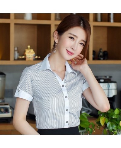 Summer Chiffon Women Shirts Turn-down Collar Blouse Short Sleeve Office Lady Button Up Shirt Loose Pink Ladies Tops $28.73 - ...