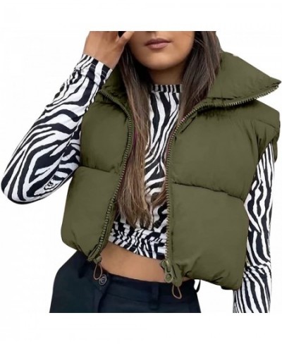 Women Waistcoat Retro Short Cotton-Padded Clothes Solid Color Stand Neck Zipper Casual Party Loose Warm Winter Coat $29.06 - ...