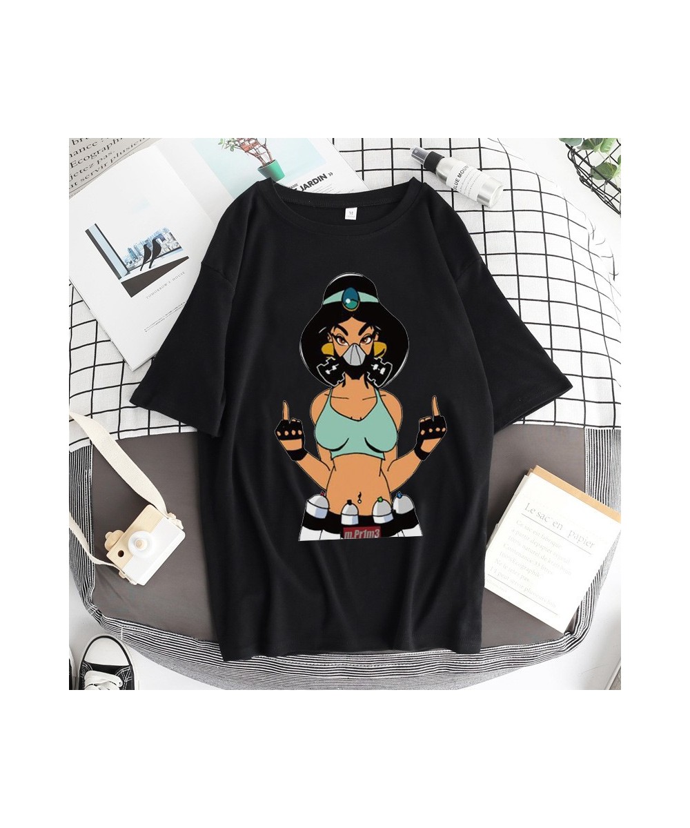 Alice In Wonderland T Shirt Women Cotton Tops Black Alice Snow White Princess Print Casual Short Sleeve 90s Fashion T-shirt $...