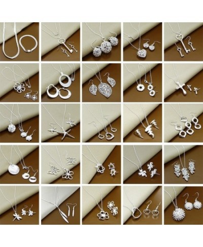 New Trendy 925 Sterling Silver Jewelry Sets Simple Fashion Insect Moon Round Ball Necklace Earrings Sets For Woman Gift $13.0...