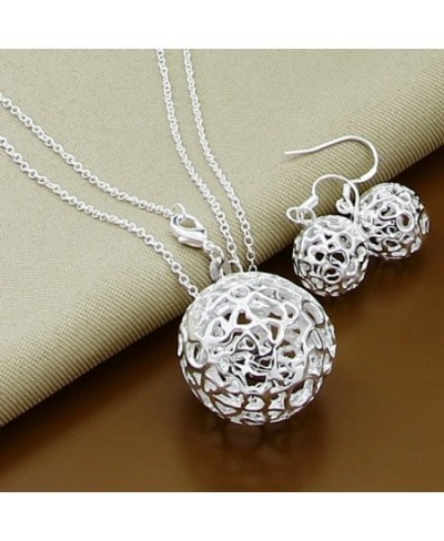 New Trendy 925 Sterling Silver Jewelry Sets Simple Fashion Insect Moon Round Ball Necklace Earrings Sets For Woman Gift $13.0...