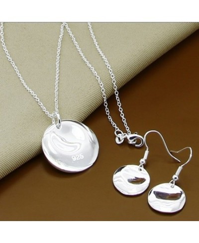 New Trendy 925 Sterling Silver Jewelry Sets Simple Fashion Insect Moon Round Ball Necklace Earrings Sets For Woman Gift $13.0...