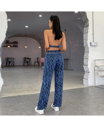 Personalized Blue Leopard Print Animal Women's Stripe Printing Straight Loose Jeans Women's 2022 Spring New Women's Clothing ...