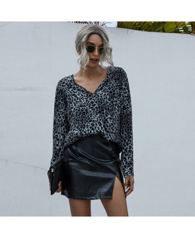 2023 Casual Loose Women Long Sleeve Leopard Blouse V neck Shirt OL Party Top Dames Streetwear blusas femininas elegante S-2XL...