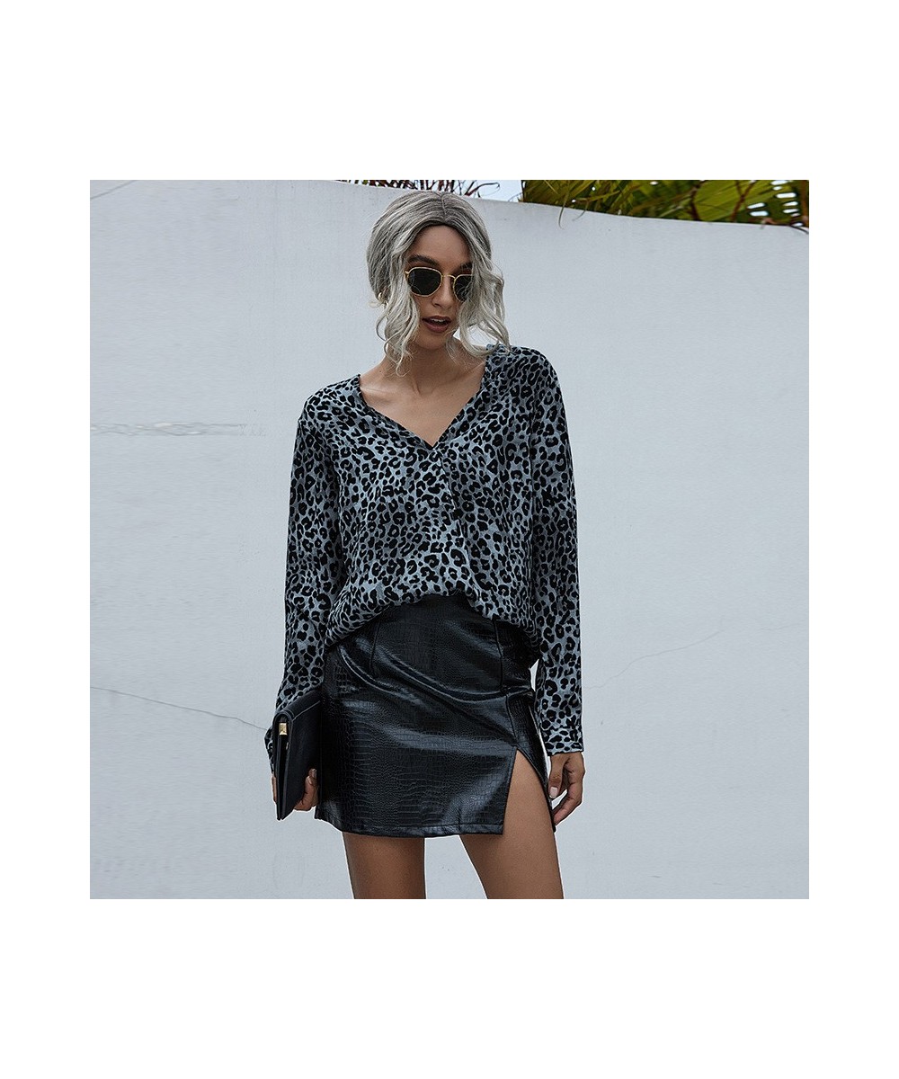 2023 Casual Loose Women Long Sleeve Leopard Blouse V neck Shirt OL Party Top Dames Streetwear blusas femininas elegante S-2XL...